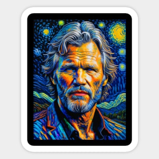 Kris Kristofferson in starry night Sticker